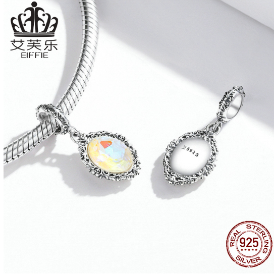 Avelle Original S925 Sterling Silver Fairy Tale Town Magic Mirror Pendant Bracelet Simple Zircon Mirror Pendant Accessories